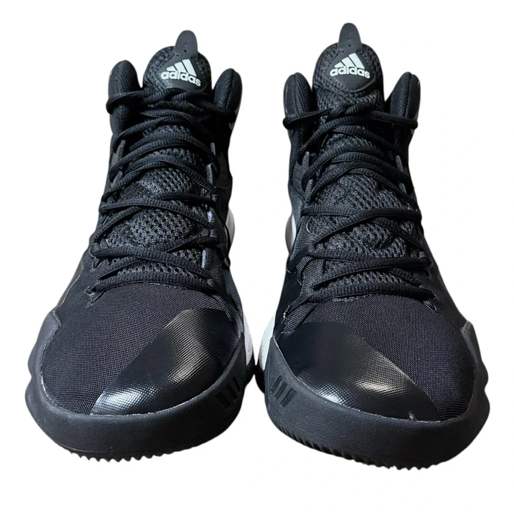 Adidas Mens Dual Threat Black White Mid Basketball Lace Up Shoes BY4182 Size 12